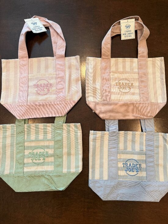 Trader Joe'S Handbags - NEW Set of 4 new striped TRADER JOES MINI TOTE BAGS - 1 of each color